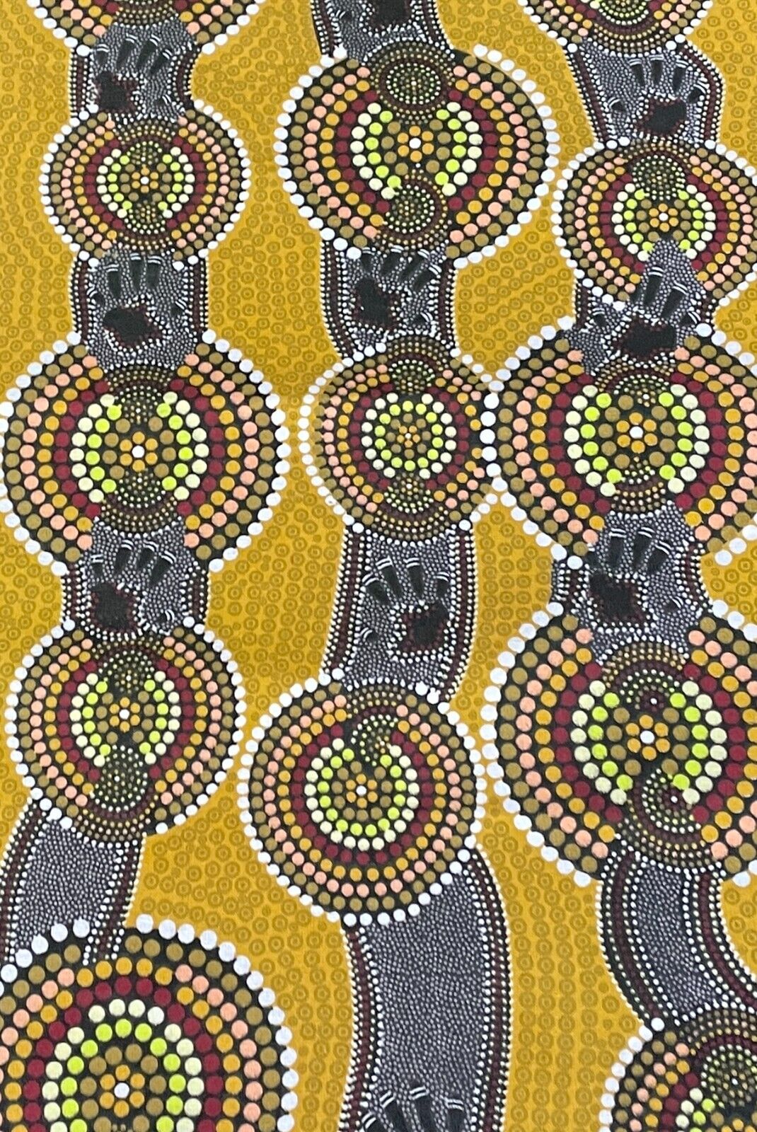 Vintage Tea Towel Cotton BUNABIRI WE BELONG TO THIS LAND Aboriginal Art NEW