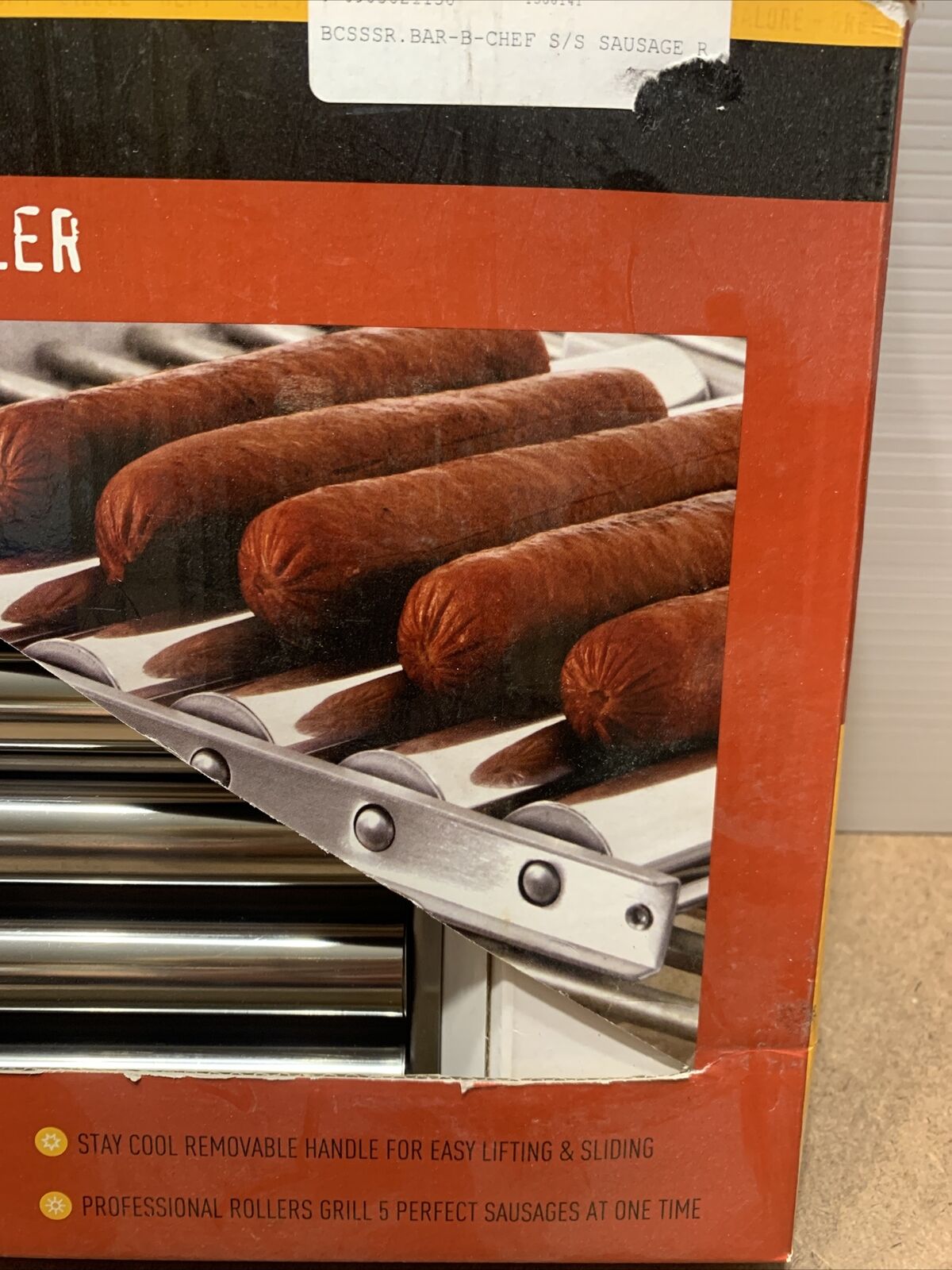 BAR B CHEF Sausage Roller Long Wood Handle Hot Dog Rack Grill Stand BBQ GRILL