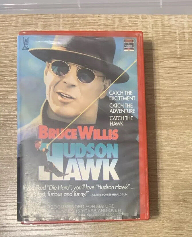 VHS HUDSON HAWK RCA Columbia Hoyts Video Tape Bruce Willis 1991 Cat Burglar