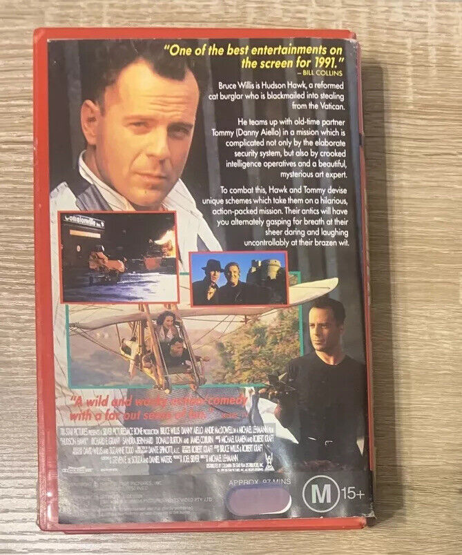 VHS HUDSON HAWK RCA Columbia Hoyts Video Tape Bruce Willis 1991 Cat Burglar