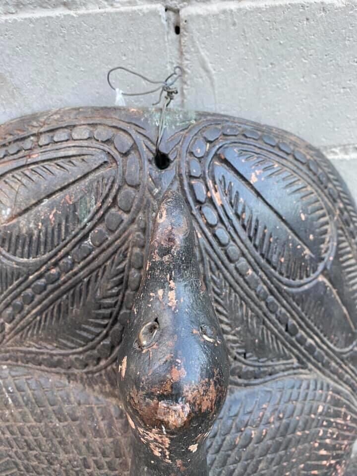 Vintage SEPIK RIVER Mask PNG Wood Carved Tribal Mask 58cm Black Papua New Guinea
