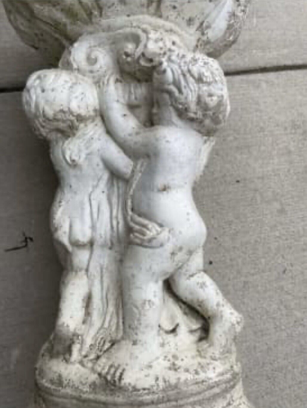 Vintage CONCRETE Fountain BIRD BATH Planter 3 Cupids Pedestal & Bowl AE161 80cm