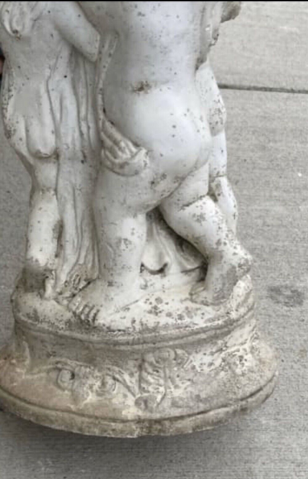 Vintage CONCRETE Fountain BIRD BATH Planter 3 Cupids Pedestal & Bowl AE161 80cm