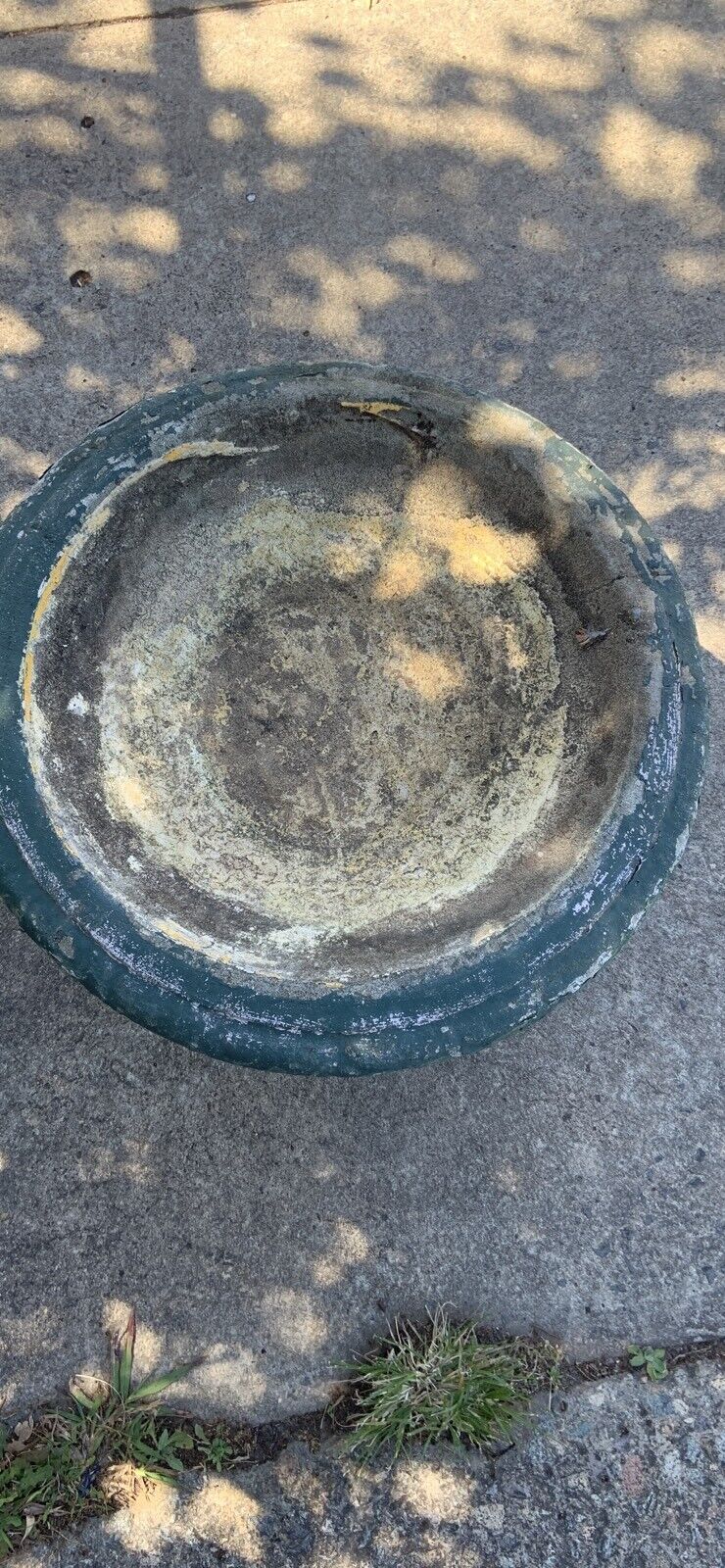Rustic Vintage CONCRETE Pedestal Bird Bath Victorian Heritage Green 31cmH 50cmD