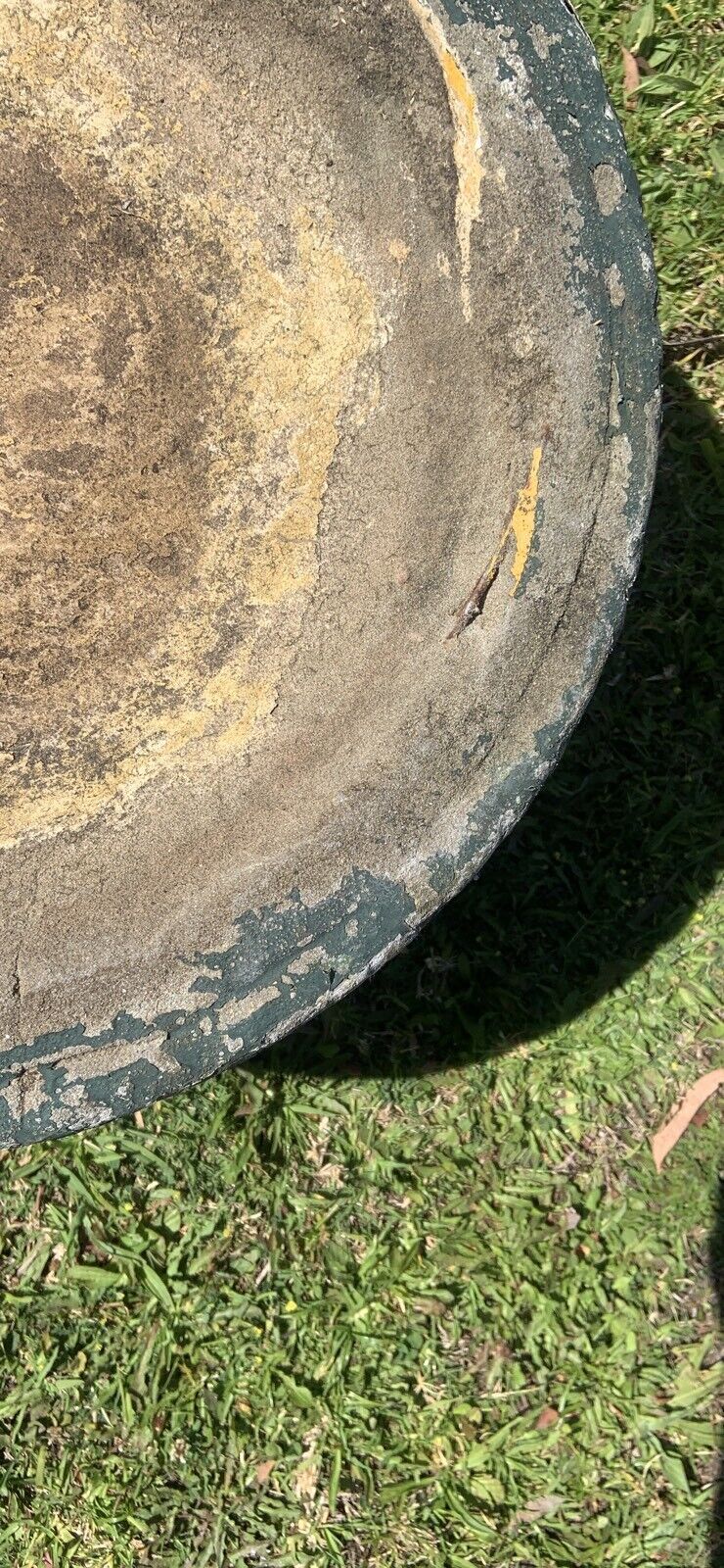 Rustic Vintage CONCRETE Pedestal Bird Bath Victorian Heritage Green 31cmH 50cmD