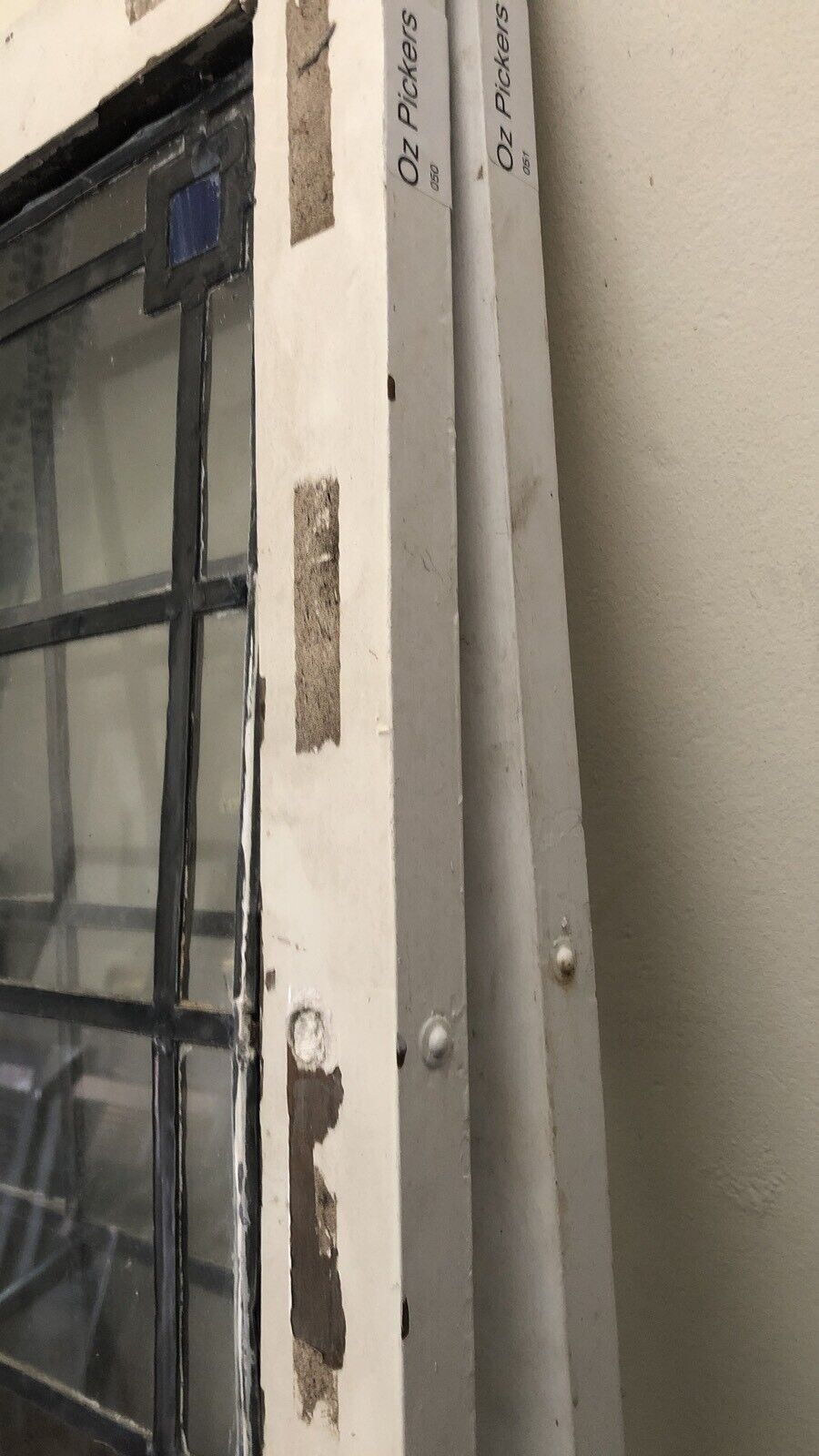 Rustic Leadlight  Panels x 2 Vintage Federation in Timber Window Frames British