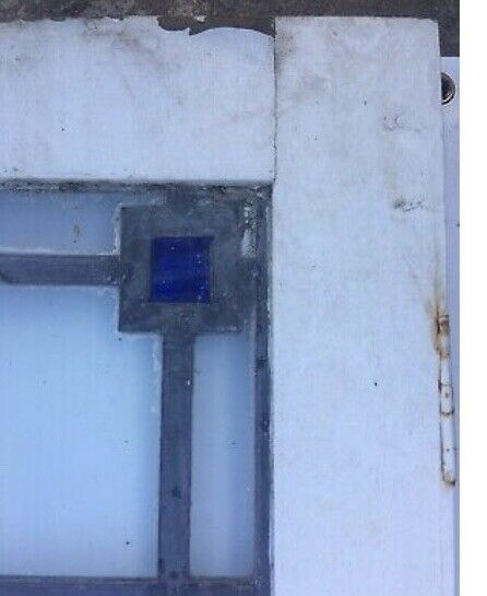 Rustic Leadlight  Panels x 2 Vintage Federation in Timber Window Frames British
