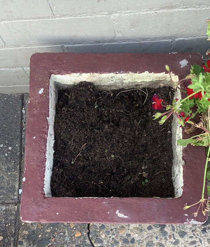 Pair CONCRETE POTS Rustic Vintage 28 x 35cm White Red Planter Garden Urn w Feet