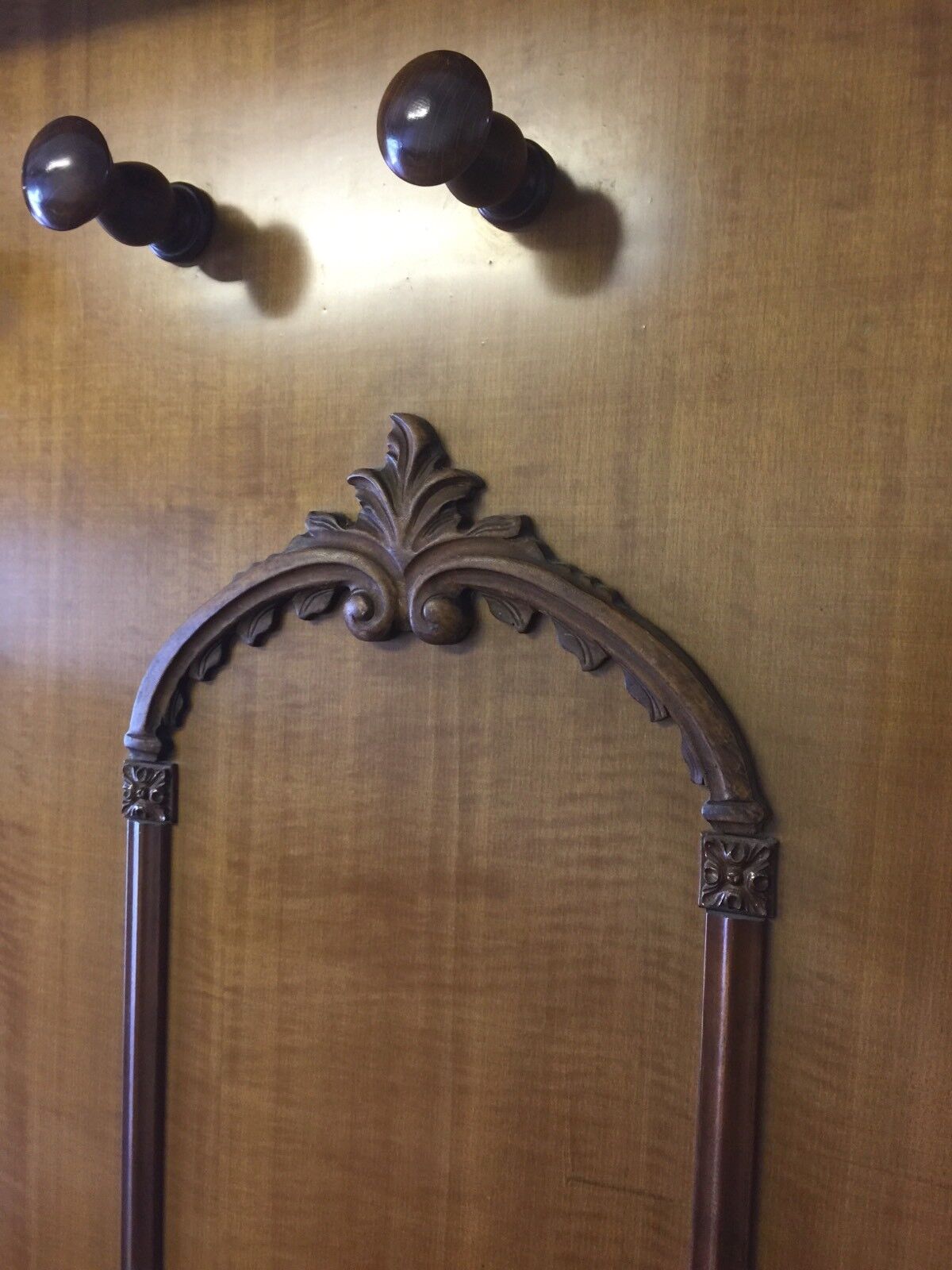 HALL STAND French Polished Wood Coat Clothes Hat Rack PANEL Wall or Floor 188cm