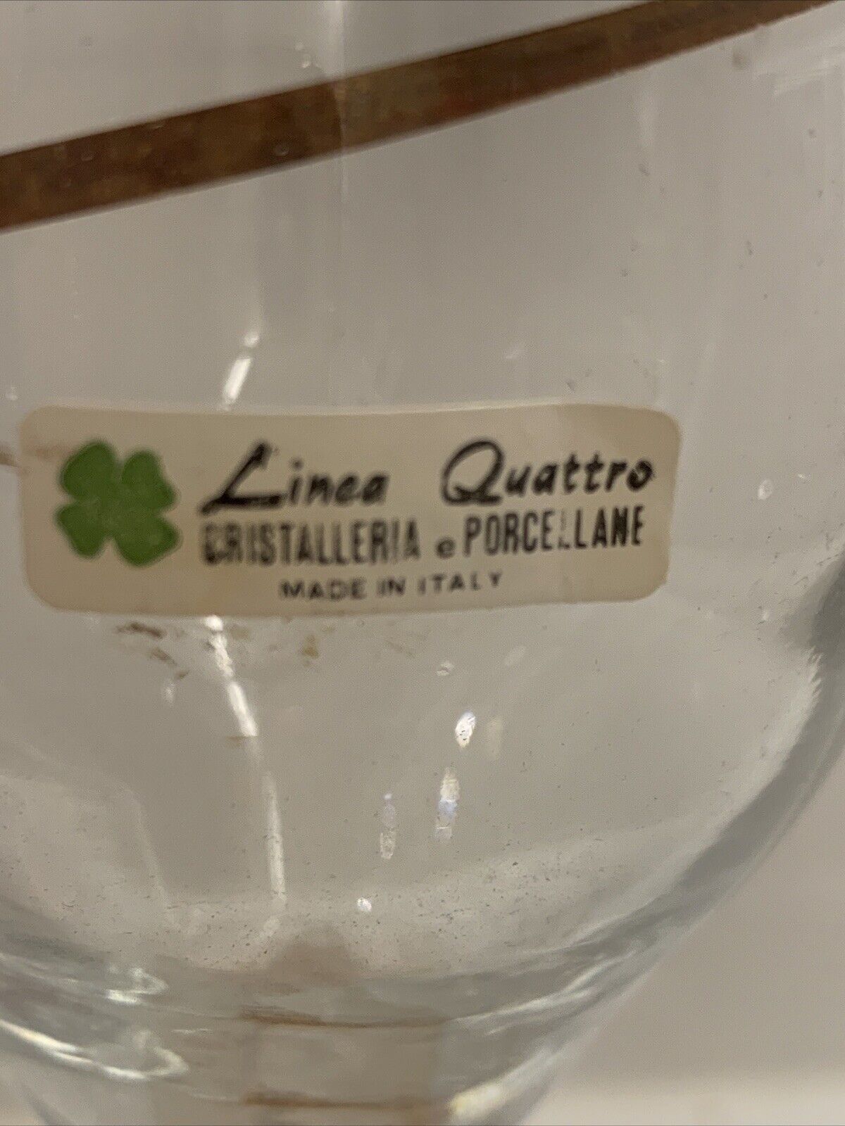 WINE GLASSES 4 LINEA QUATTRO Coloured Tall Stem w Gold Swirl Set Italy