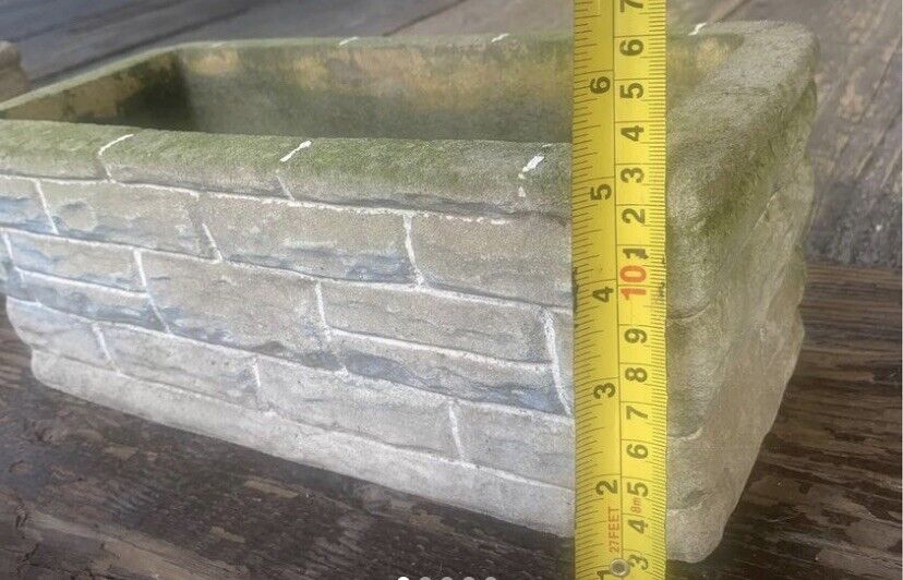 Pair CONCRETE POTS Rustic Vintage  32 x 10cm Rectangular Brick Planter Troughs