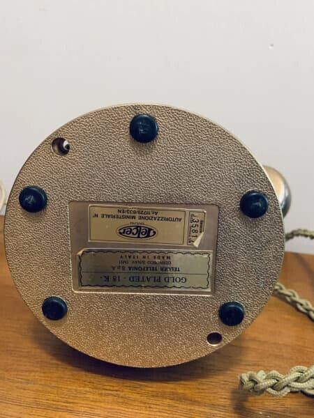 Vintage Rotary Telephone TELCER Italy Onyx Marble & 18k Gold Hardware Plug Desk