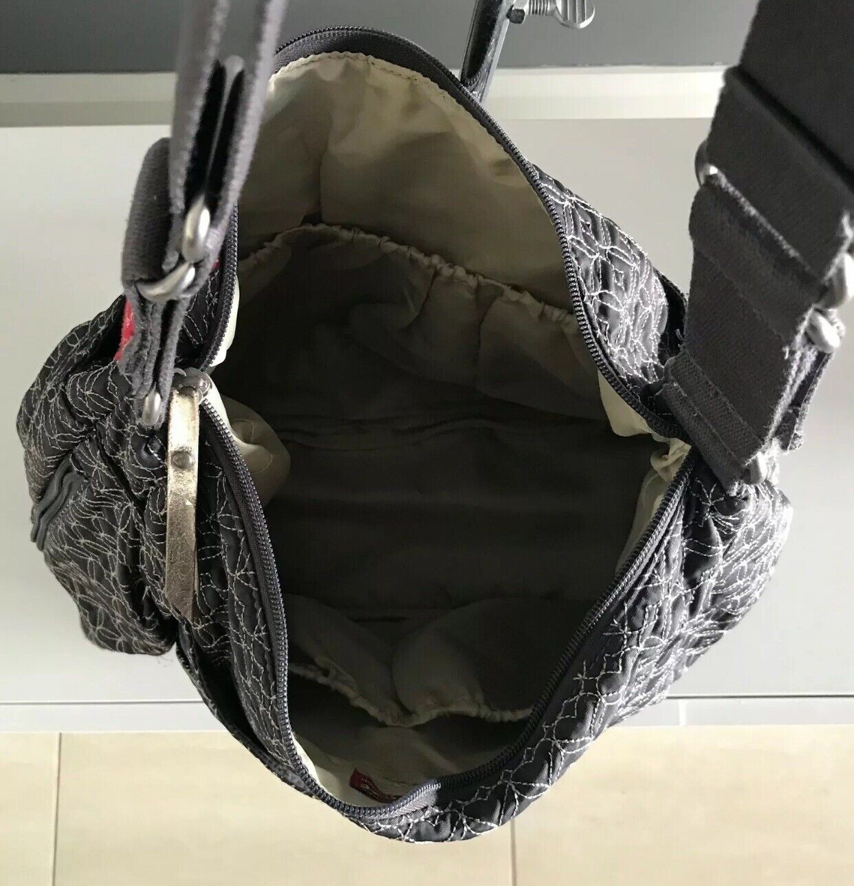 BABYMEL Nappy Bag Quilted Pewter Colour No Change Mat