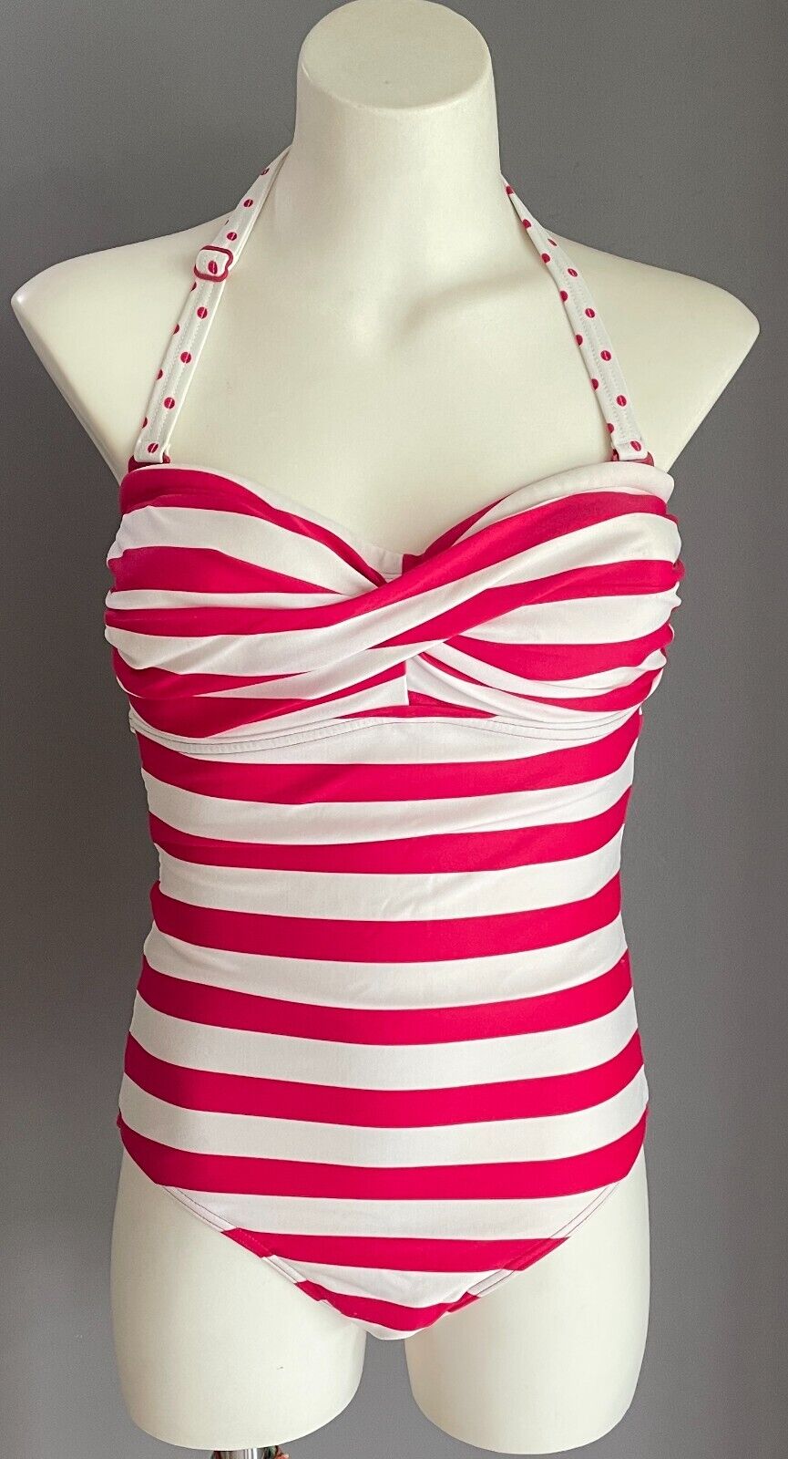 TARGET Bathers Red White Stripe One Piece Swimsuit Ladies Size 8 1940's look NEW