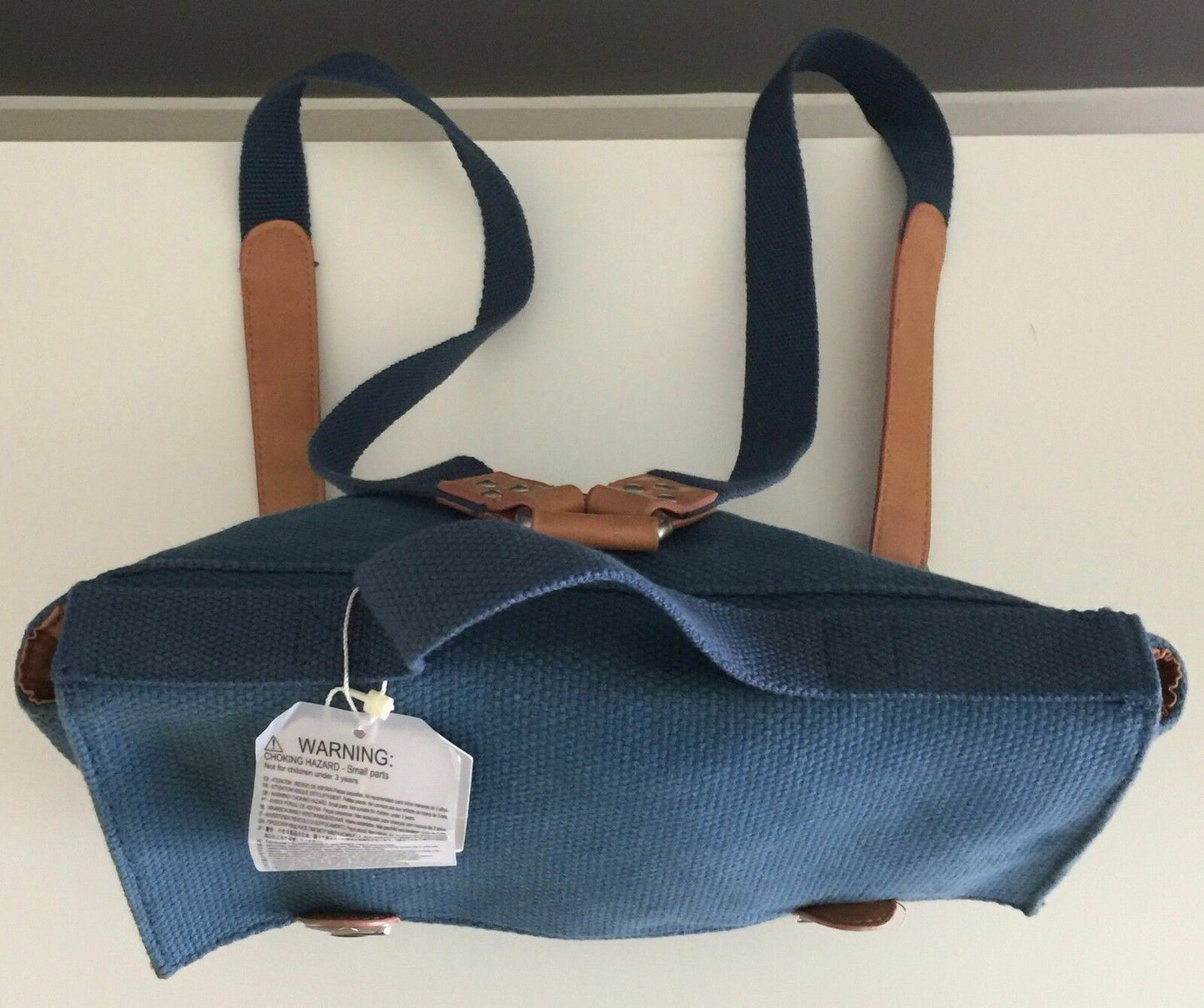 Backpack ZARA GIRLS Bag Blue Canvas & Tan Pleather Trim Satchel NEW