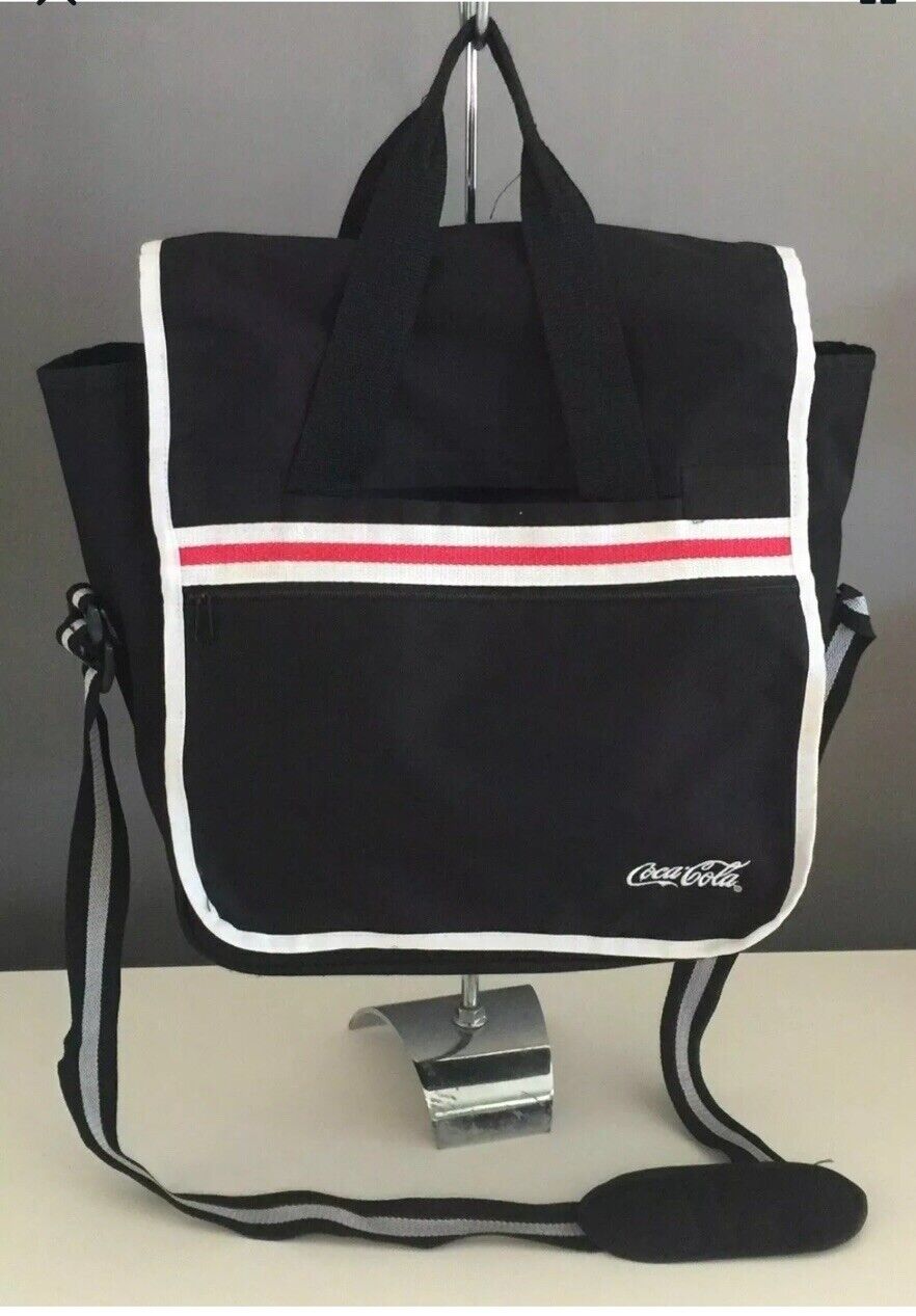 COCA COLA Shoulder Bag Black & White Red Trim Messenger Cross Body Clutch NEW