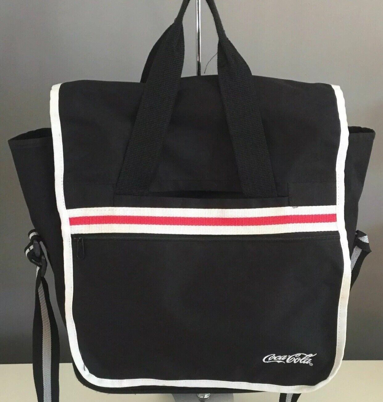 COCA COLA Shoulder Bag Black & White Red Trim Messenger Cross Body Clutch NEW