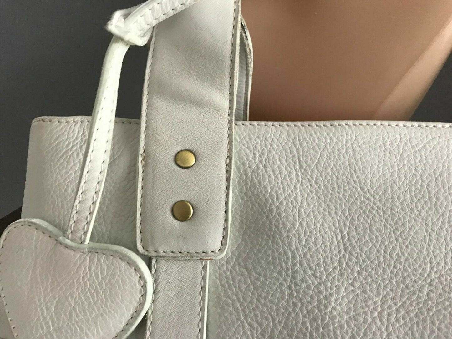Baby Nappy Bag MADISON ROSE "Diana" White Leather w Change Mat & Bottle Bag