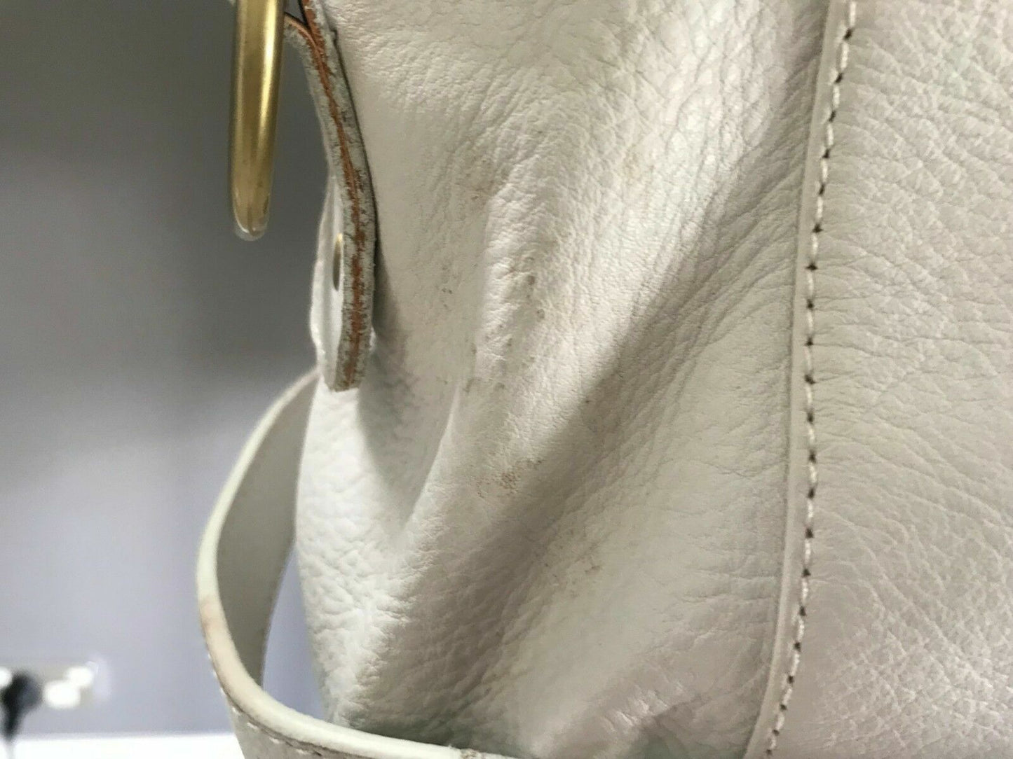 Baby Nappy Bag MADISON ROSE "Diana" White Leather w Change Mat & Bottle Bag