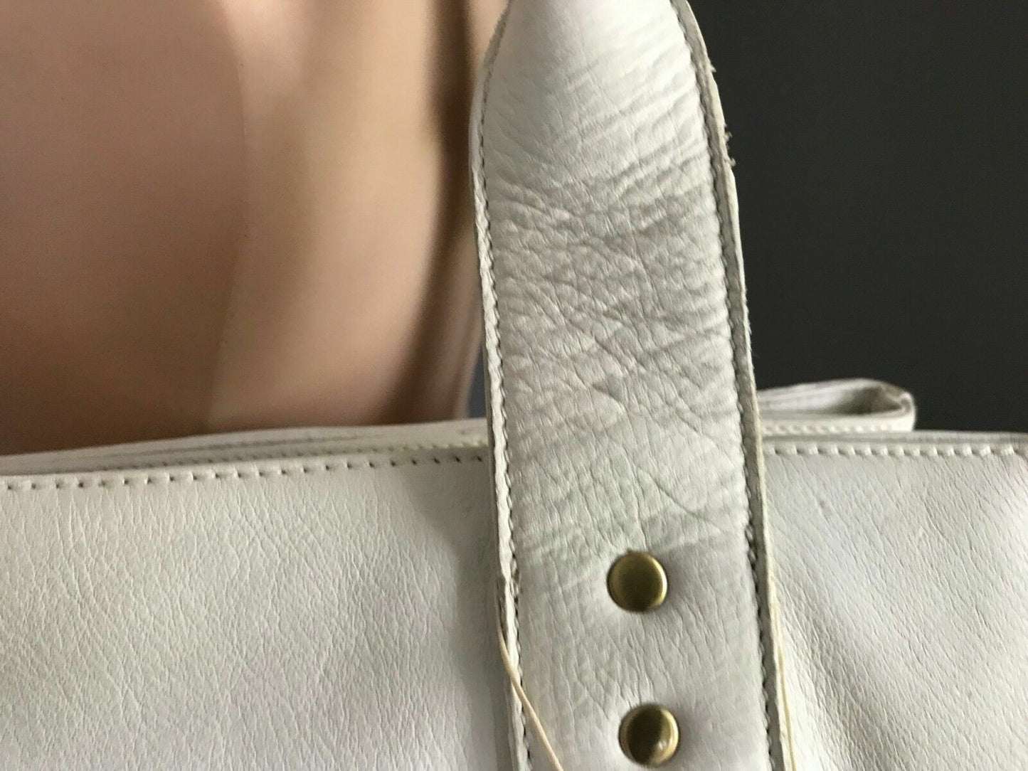 Baby Nappy Bag MADISON ROSE "Diana" White Leather w Change Mat & Bottle Bag