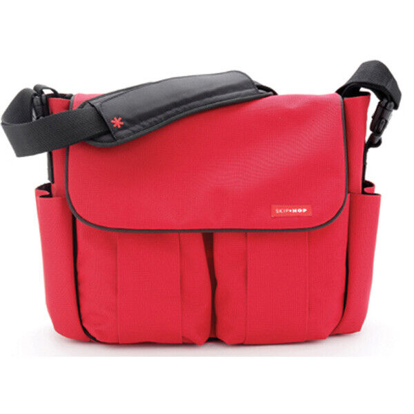 SKIP HOP "Dash" Nappy Bag Red & Black Baby Diaper - Can be Attached to Stroller