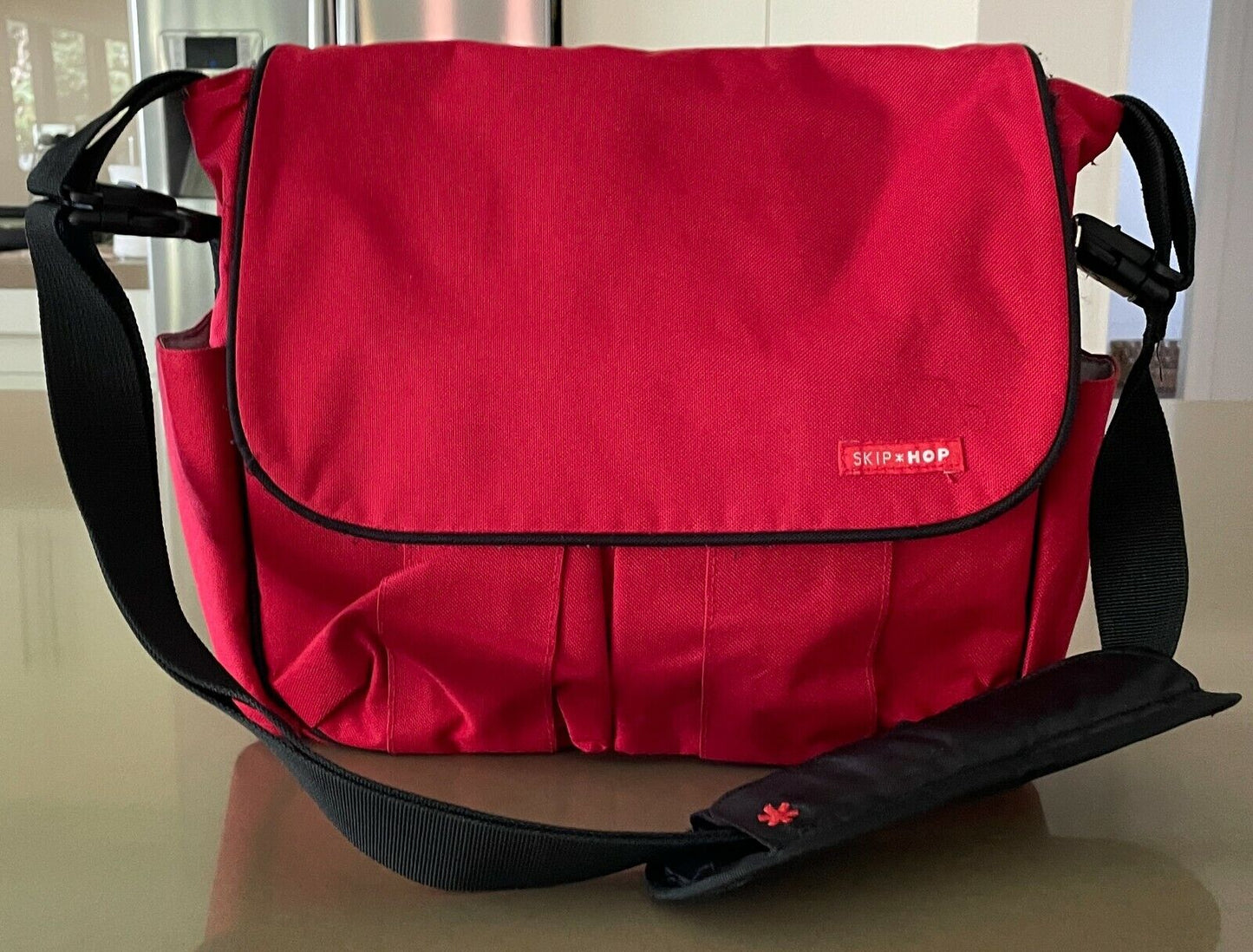 SKIP HOP "Dash" Nappy Bag Red & Black Baby Diaper - Can be Attached to Stroller