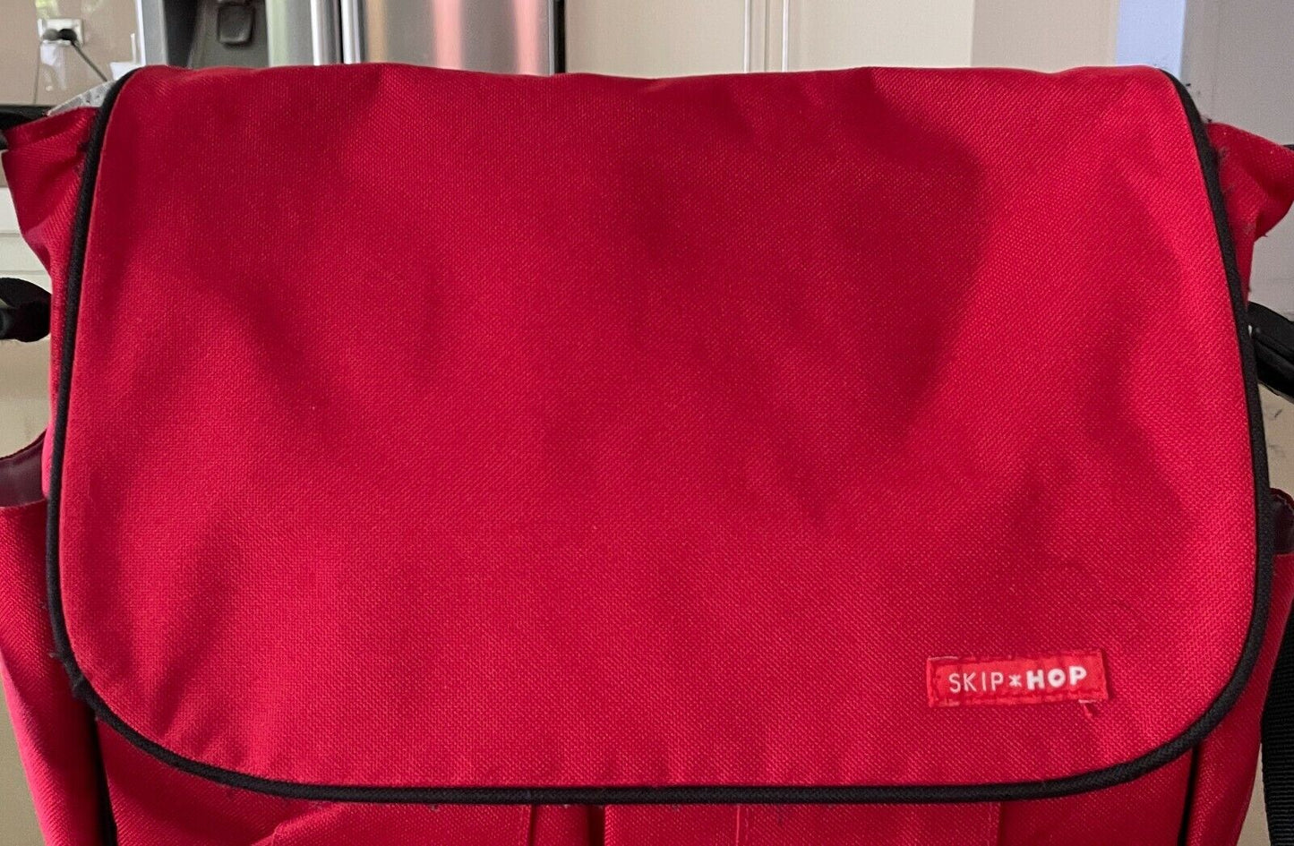 SKIP HOP "Dash" Nappy Bag Red & Black Baby Diaper - Can be Attached to Stroller