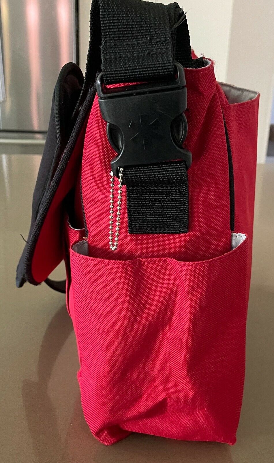 SKIP HOP "Dash" Nappy Bag Red & Black Baby Diaper - Can be Attached to Stroller