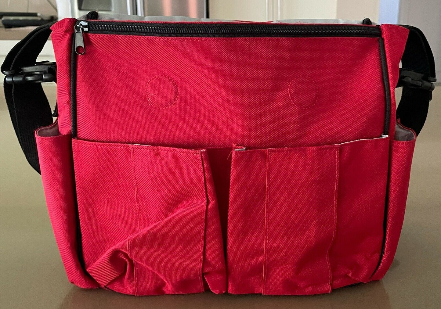 SKIP HOP "Dash" Nappy Bag Red & Black Baby Diaper - Can be Attached to Stroller