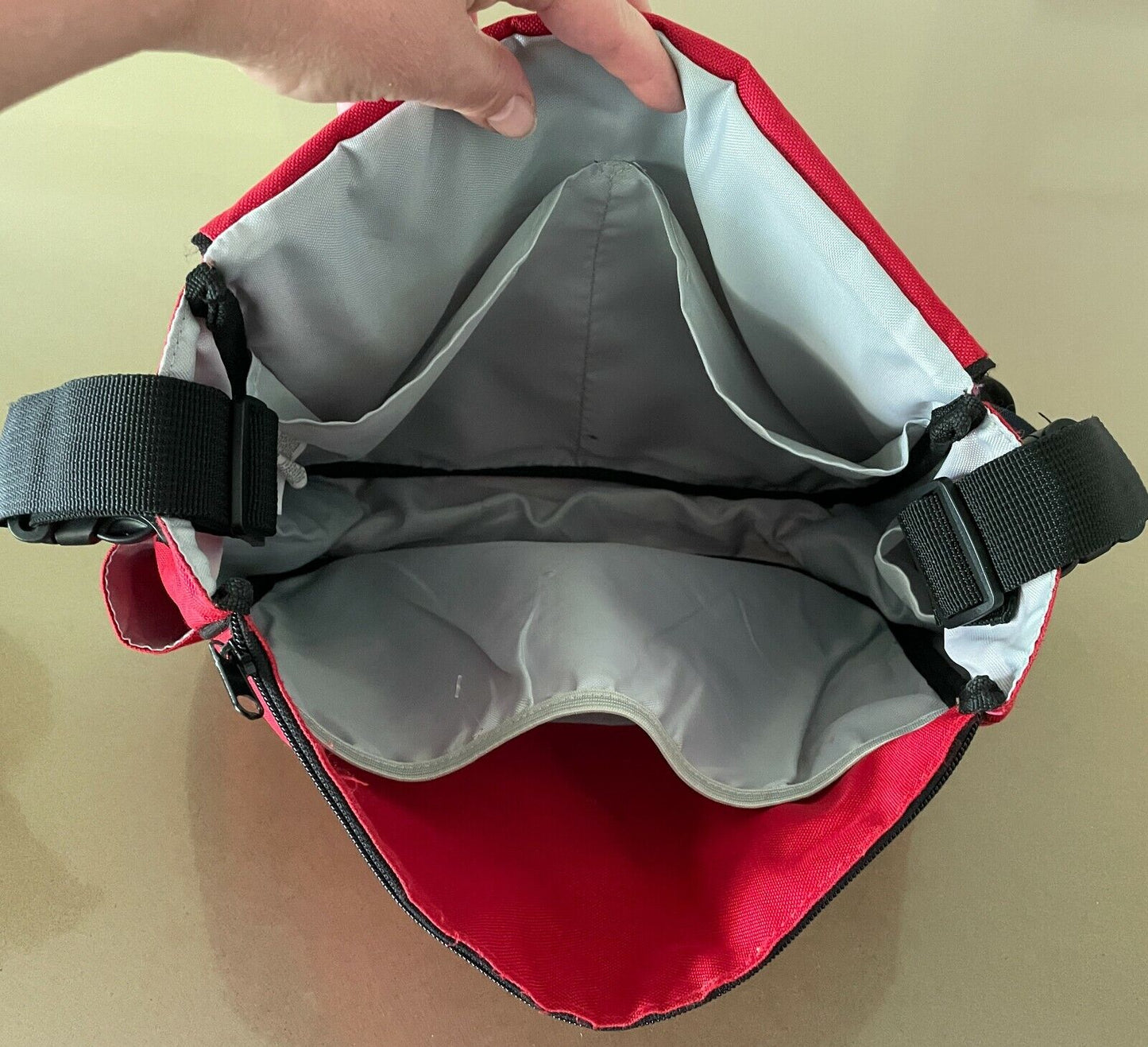 SKIP HOP "Dash" Nappy Bag Red & Black Baby Diaper - Can be Attached to Stroller
