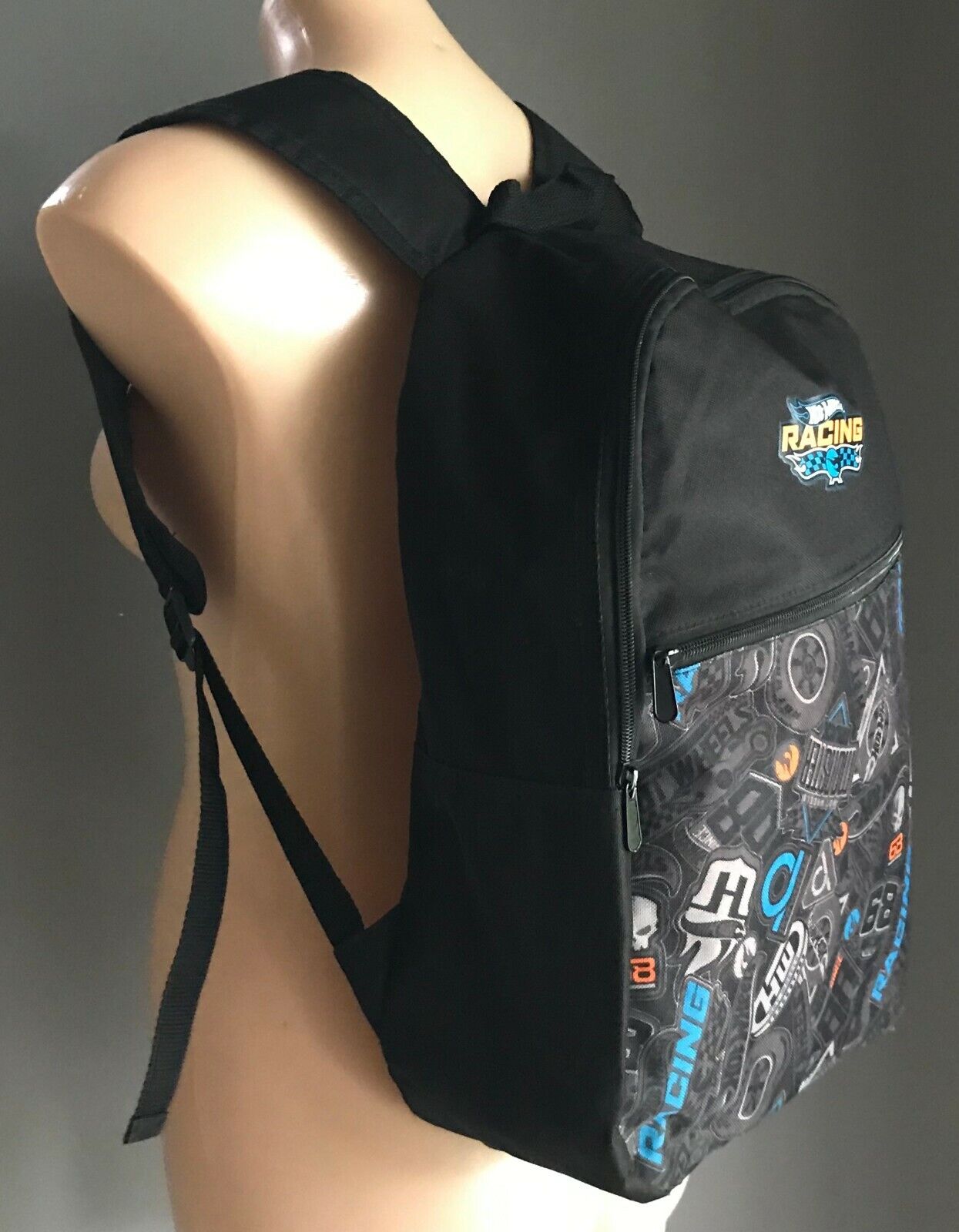 BackPack HOT WHEELS RACING Black Adjustable School ShouLder Bag Toy Storage