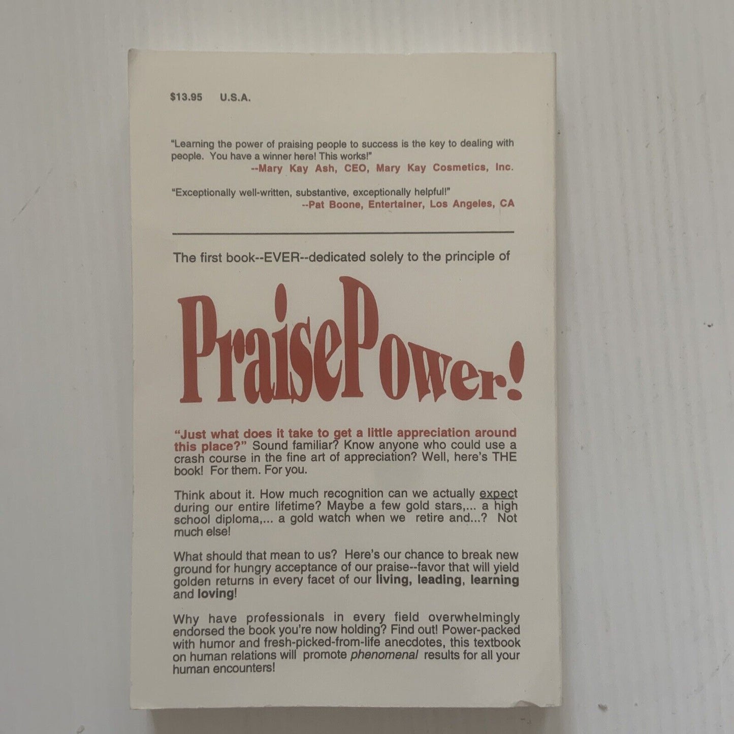 PB Book THE POSITIVE POWER OF PRAISING PEOPLE by JERRY D TWENTIER 1994 NEW
