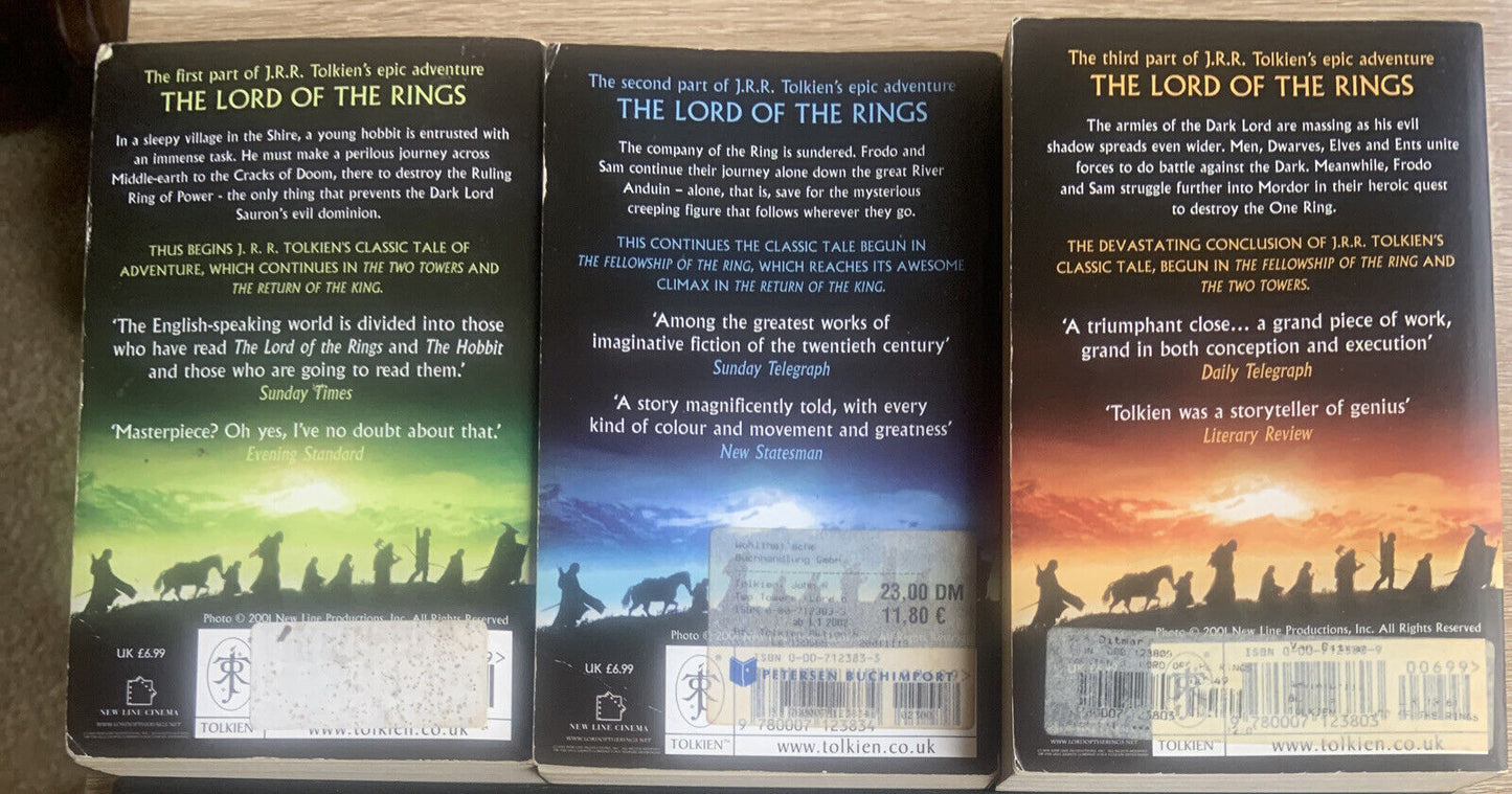 THE LORD OF THE RINGS 3 Book Bundle Trilogy  JRR Tolkien PB Film Tie-In 2001 PB