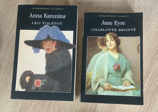 2 Books Anna Karenina & Jane Eyre Wordsworth Classics English Literature Novels