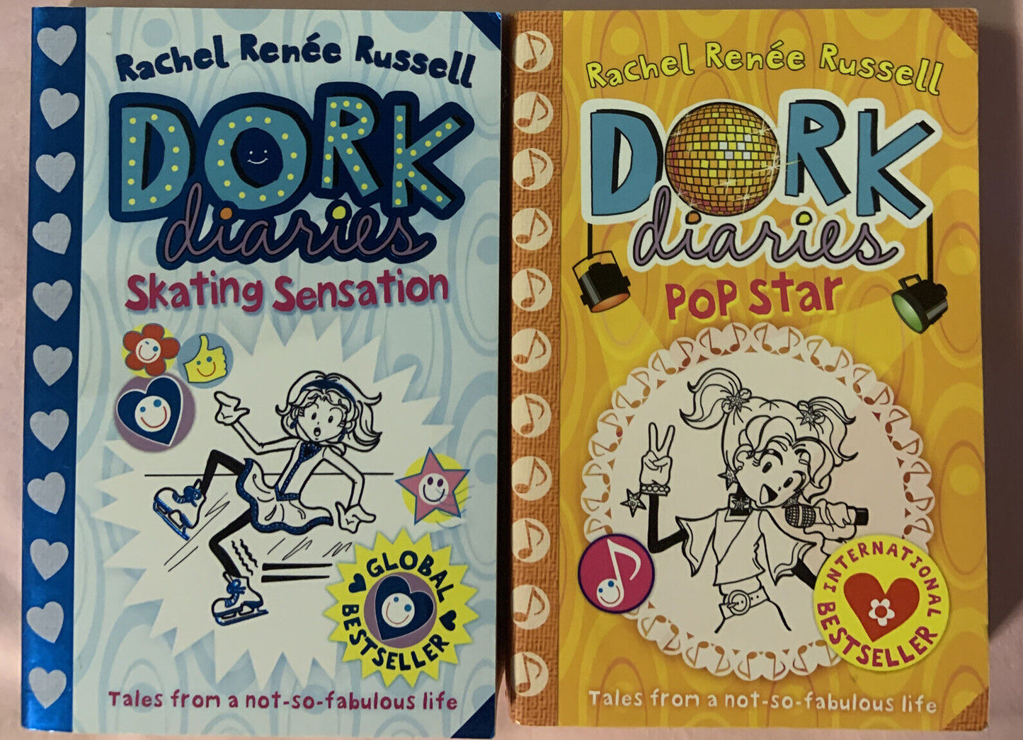 DORK DIARIES 2 Book Bundle Rachel Renee Russell Skating Sensation Pop Star NEW
