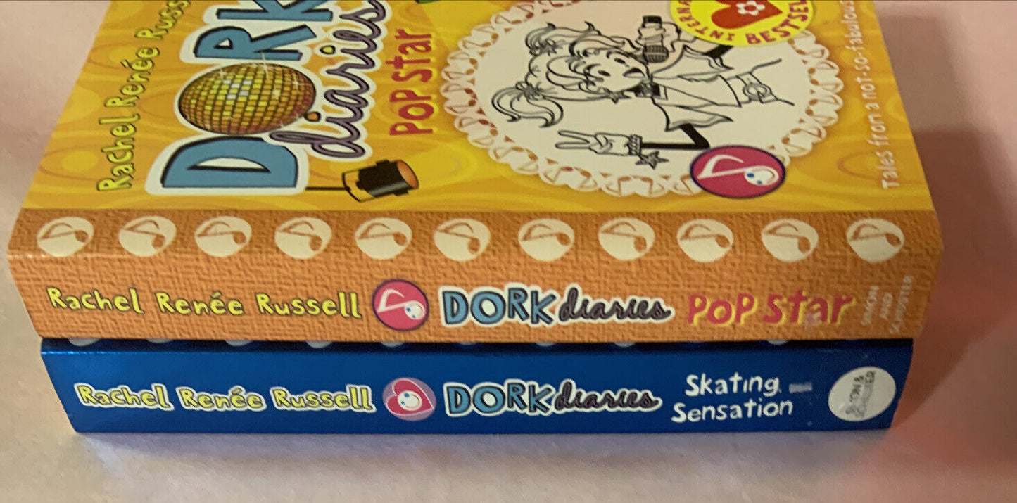 DORK DIARIES 2 Book Bundle Rachel Renee Russell Skating Sensation Pop Star NEW