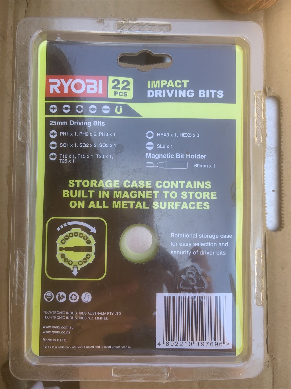 New RYOBI Impact Driving Bits Set 22 Piece Round Plastic Magnetic Storage Case