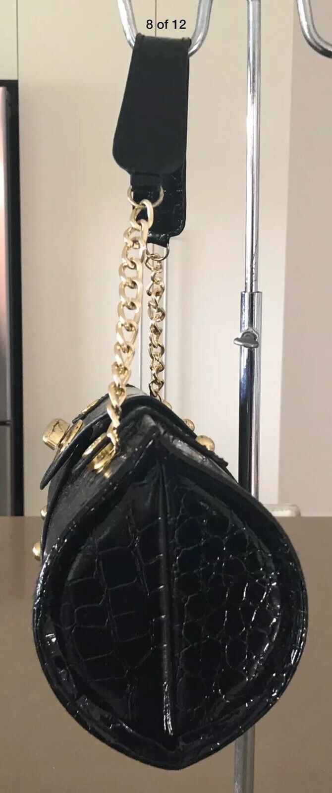PICNIC AT ASCOT Wine Bottle Carrier Purse Corkscrew Black Pleather HardCase Croc