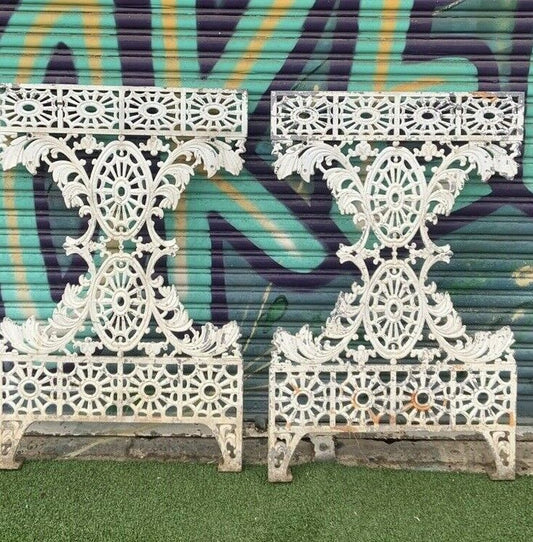 Pair Cast Aluminium Lace Panel Vintage 81x52cm White Federation Style Decorative