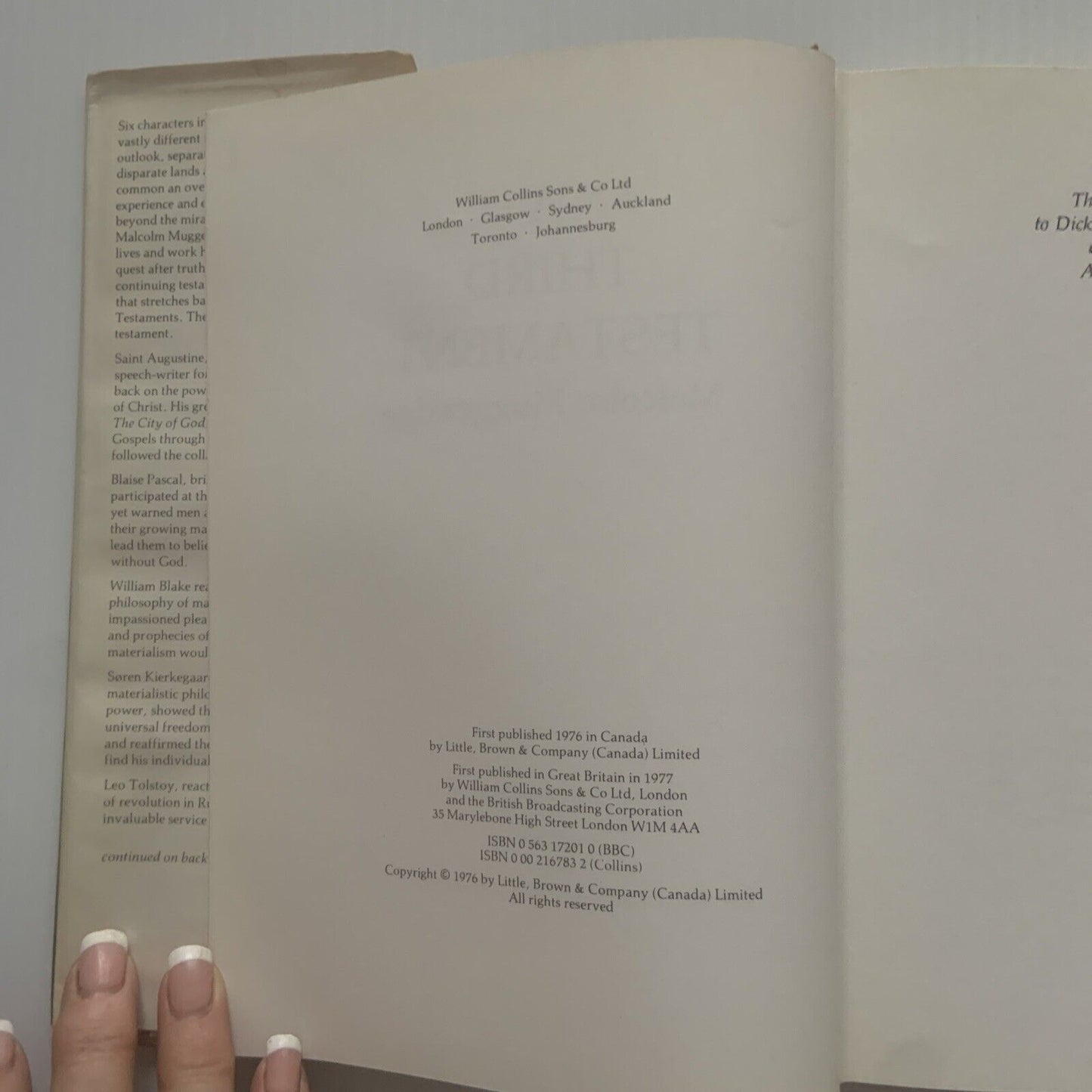 HC Book A Third Testament A Modern Pilgrim Explore Malcolm Muggeridge DJ 1977
