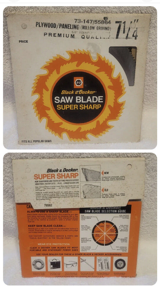 Vintage Black & Decker SAW BLADE 7 1/4” Plywood 5/8 “Arbor Hole 73-157 NOS Rust