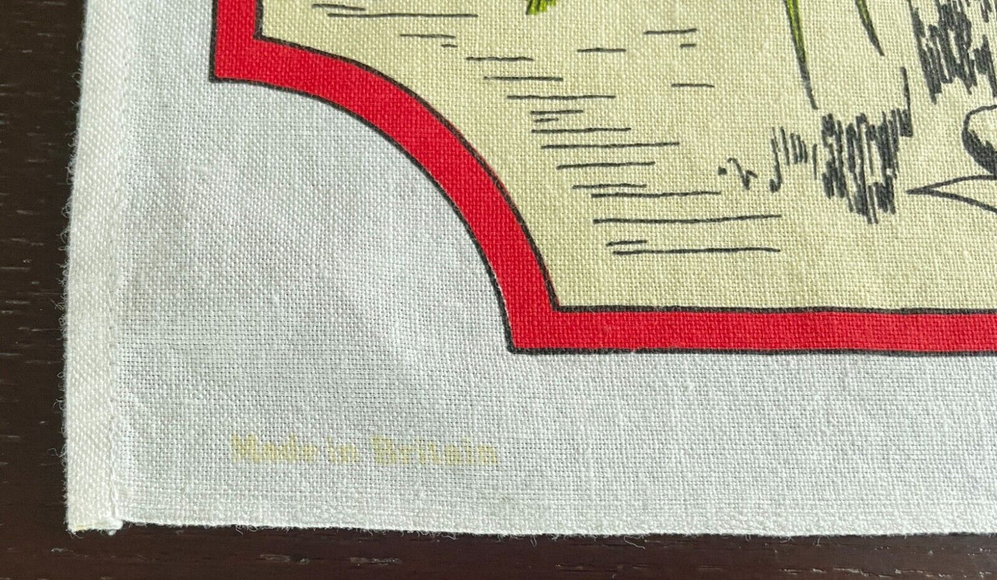 Vintage Cotton Tea Towel "Bedfordshire Clanger Recipe" & Scenery Print Souvenir