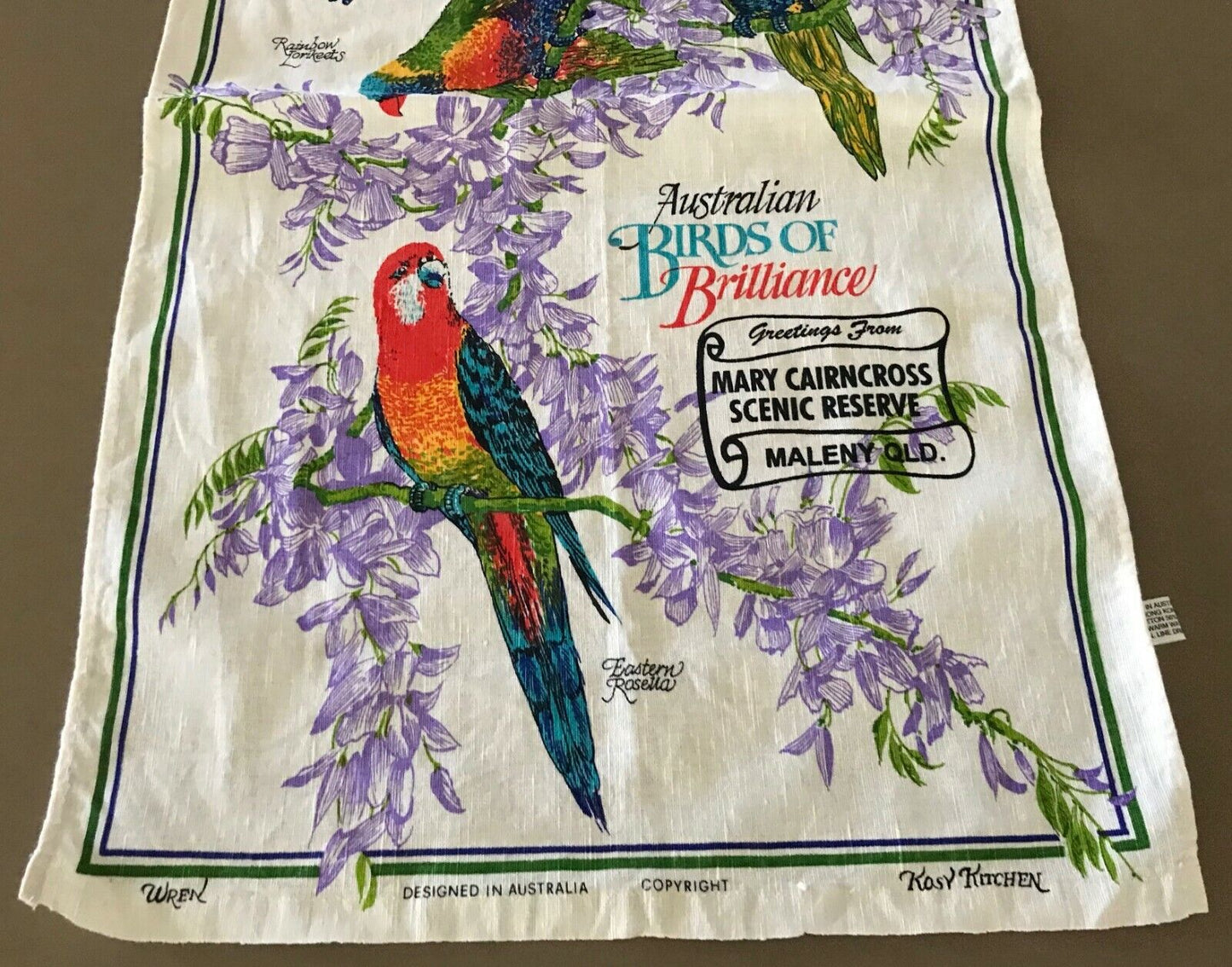 Tea Towel MARY CAIRNCROSS SCENIC RESERVE Maleny QLD Australia Birds Souvenir NEW