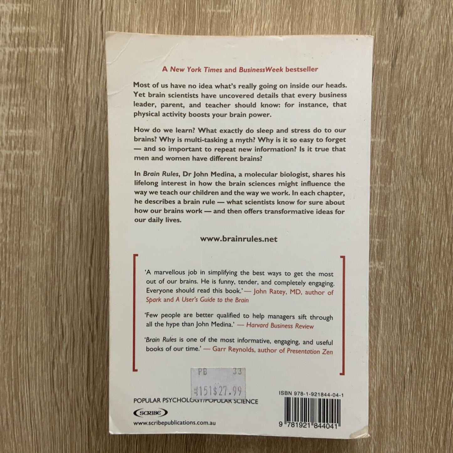 PB BRAIN RULES 12 Principles For Surviving Thriving @ Work Home School Self Help