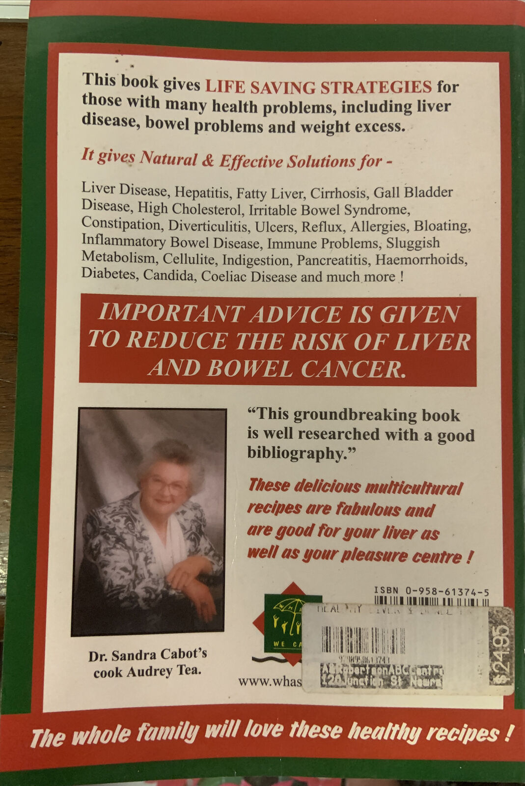 PB Sandra Cabot The Healthy Liver and Bowel Book Wellbeing 1999 GC Australian
