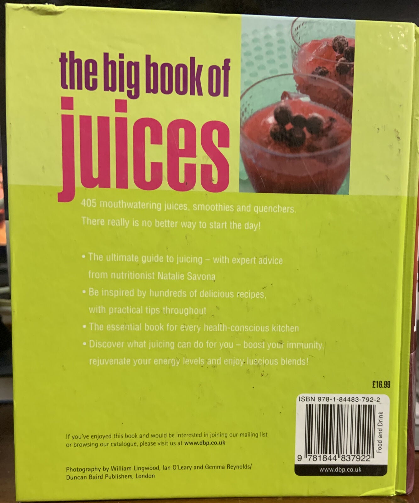 BIG BOOK OF JUICES Natalie Savona 400+ Natural Blends 2009 New Edition HC Health