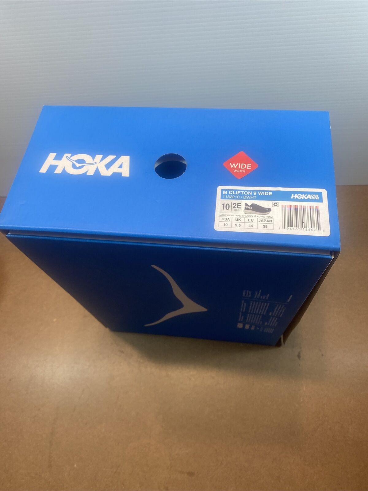 EMPTY BOX HOKA One One Clifton 9 Wide Men's Size 10 2E 1132210 BWHT New