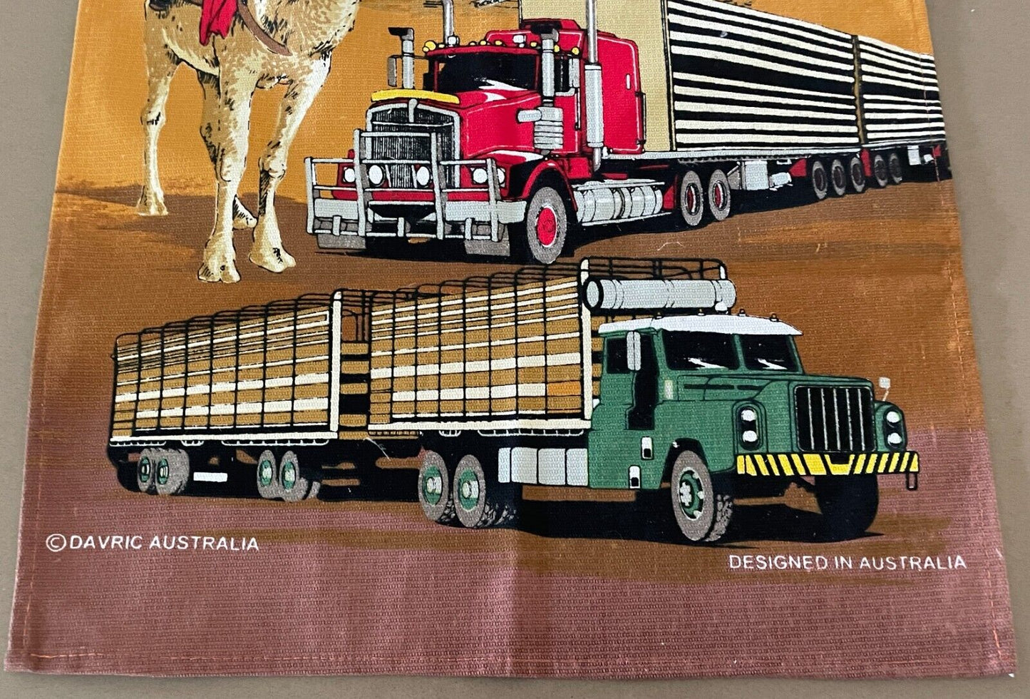 Vintage TEA TOWEL National Transport Hall Of Fame Alice Springs NT Souvenir NEW