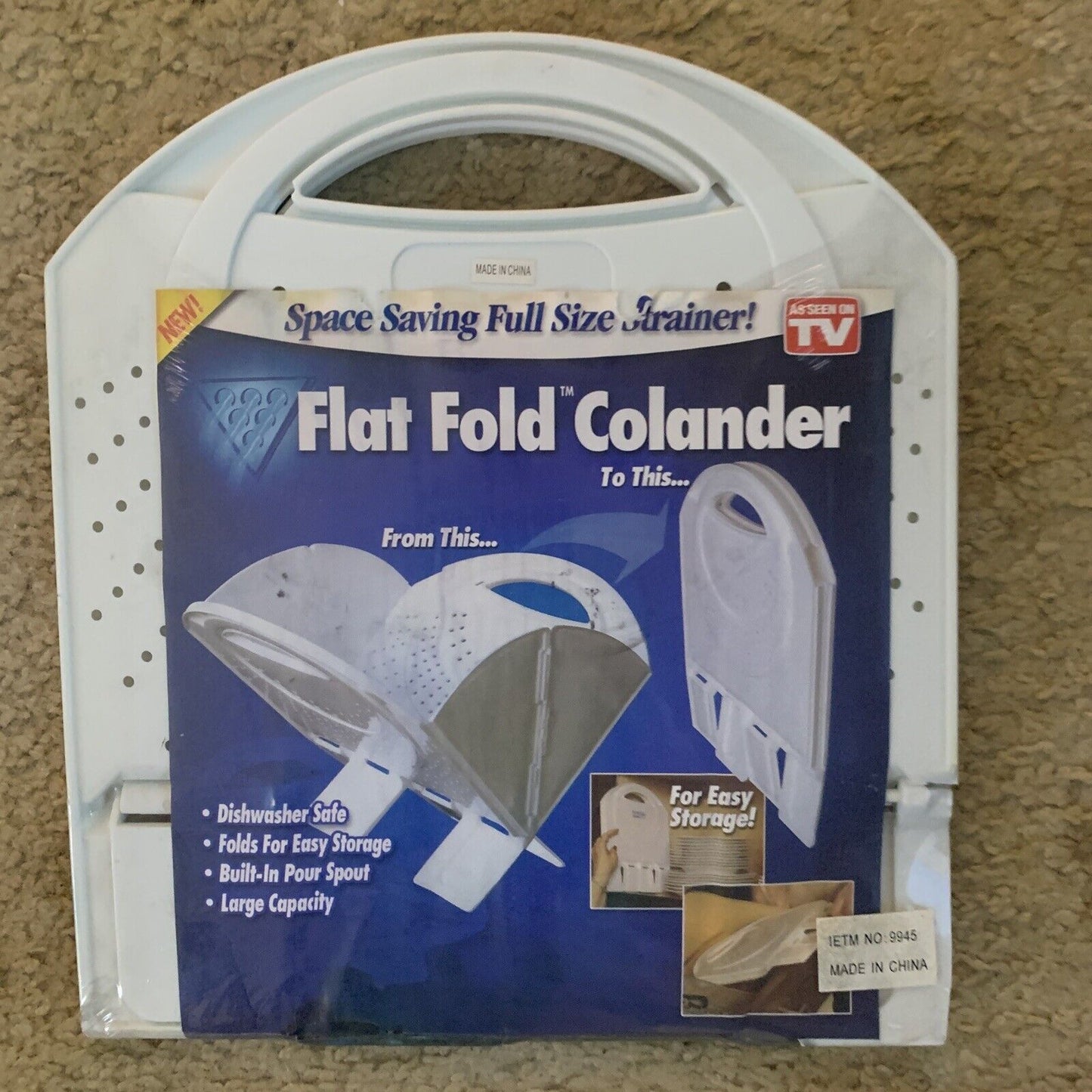 COLANDER Flat Folding Collapsible Space Saving Full Size Strainer Kitchen NEW