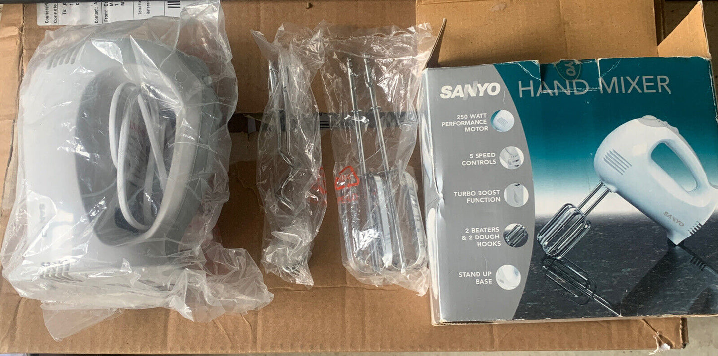 Sanyo Hand Mixer Turbo Boost 5 Speed StandUp Base Manual Box Used Once Condition